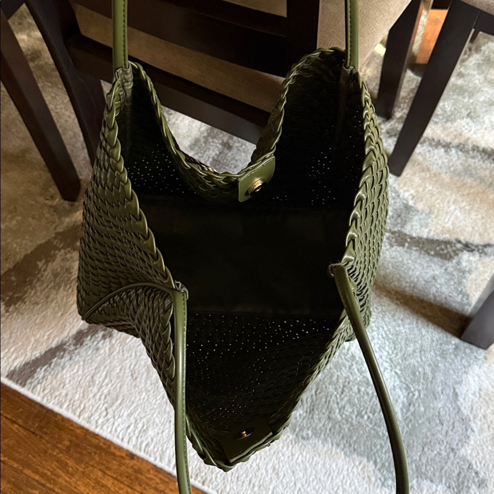 Anthropologie Green Woven Tote Bag - Picture 4 of 11